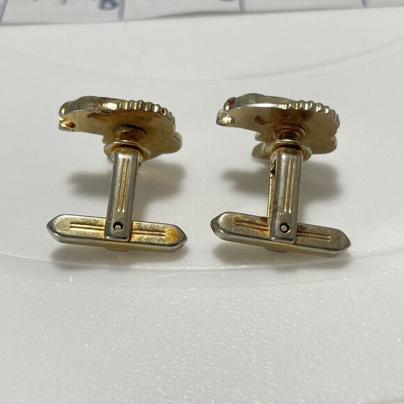 Vintage Goldtone HICKOK Fish Fishing Bass Men's Cuff Links - Picture 2 of 6